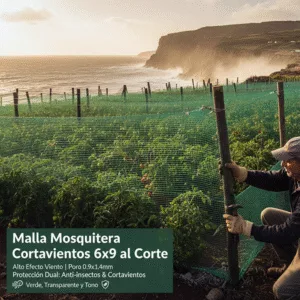 Malla Mosquitera Cortavientos 6x9 al Corte | Alto Efecto Cortavientos | Poro 0,9x1,4mm.